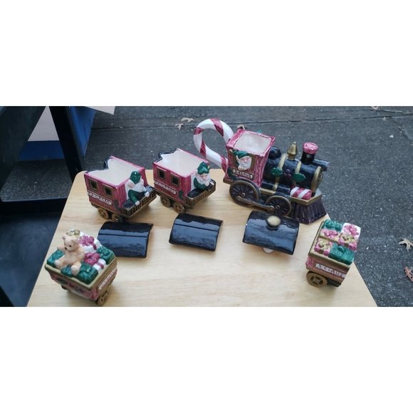 Vintage Holiday Tea set Santa Claus Holiday Express Ceramic Tea Coffee Set - Picture 4 of 12